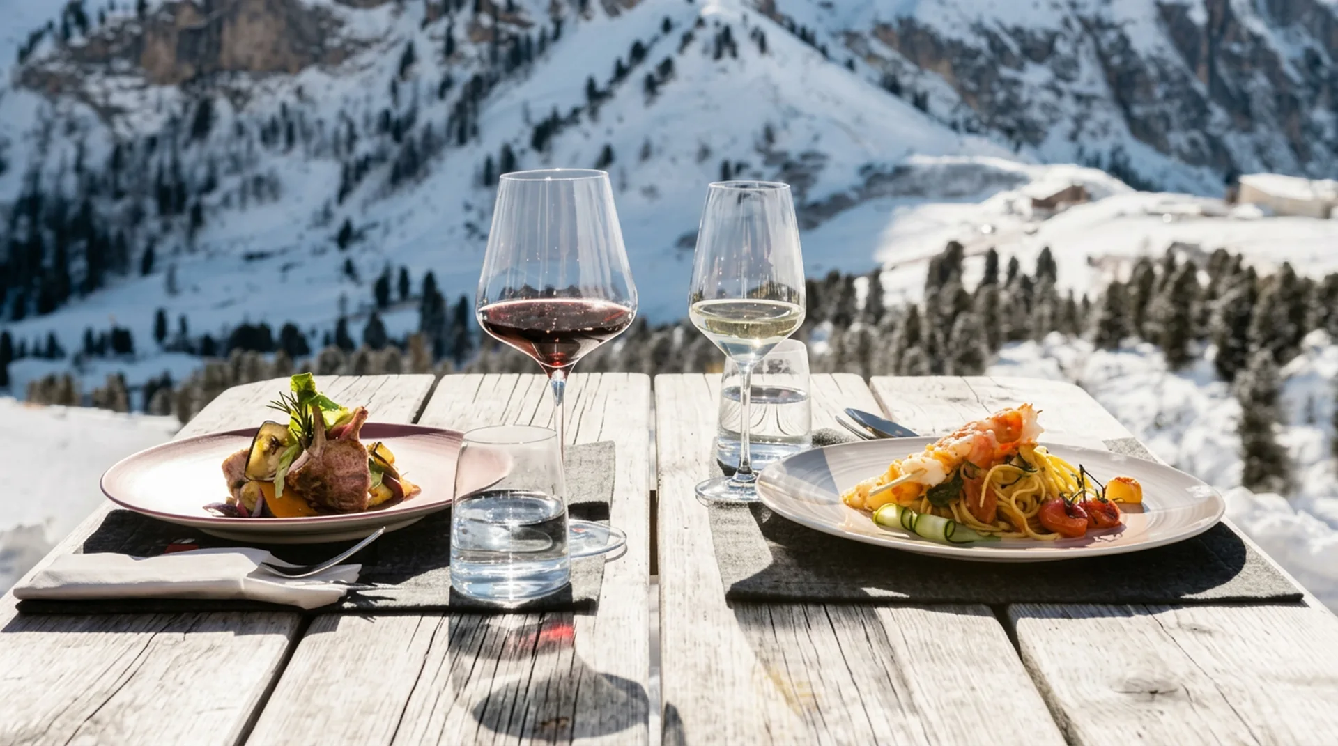 Gedeckter Tisch mit Bergpanorama