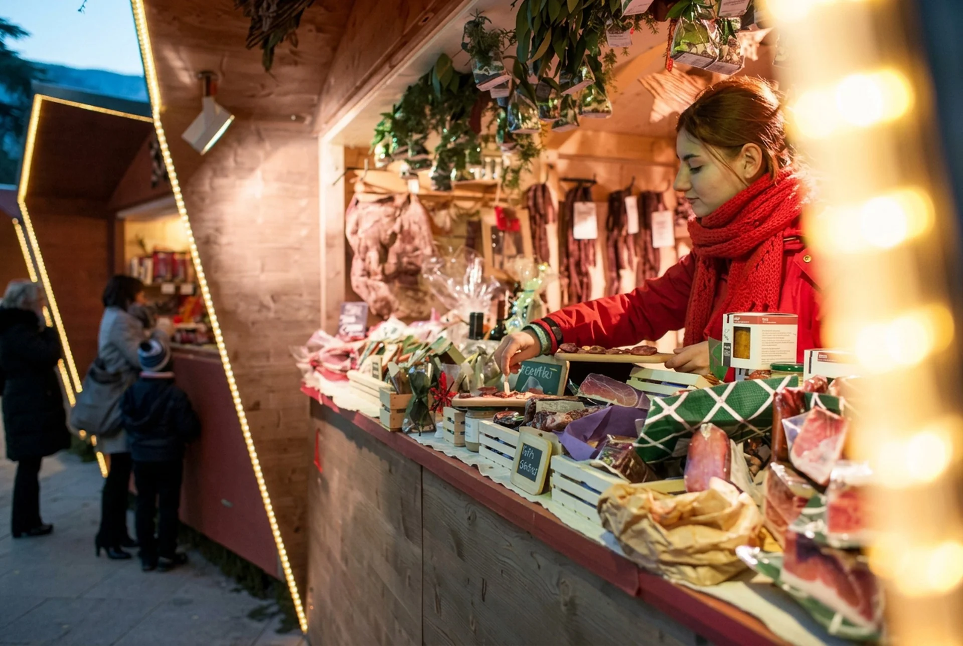 Marktstand mit Südtiroler Speck