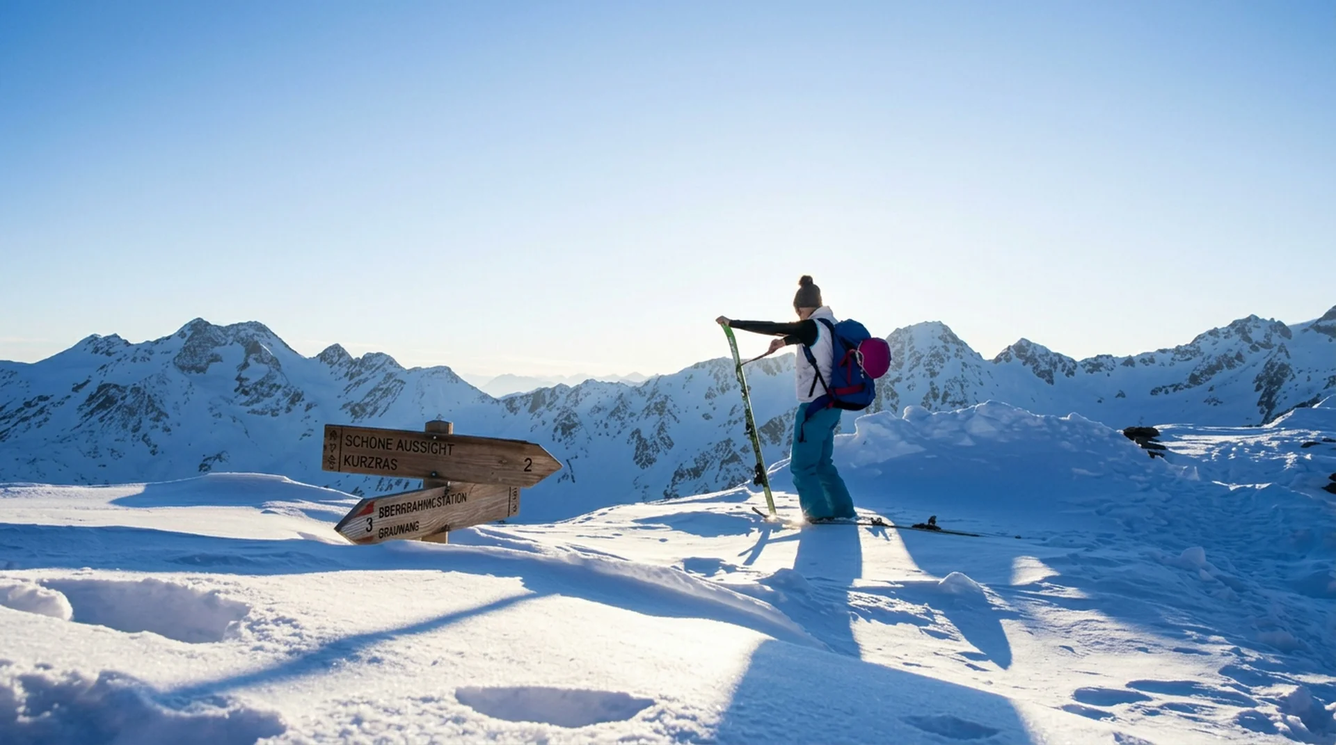 Skifahrer in Pulverschnee
